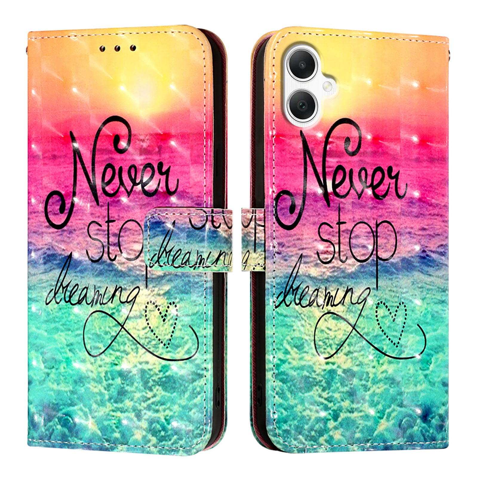 For Samsung Galaxy A06 Leather Case YB Pattern Printing Leather Series-2 Pattern Printing Wallet Stand Cover - Never Stop Dreaming For Samsung Galaxy A06 Leather Case YB Pattern Printing Leather Series-2 Pattern Printing Wallet Stand Cover - Never Stop Dreaming